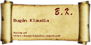 Bugán Klaudia névjegykártya